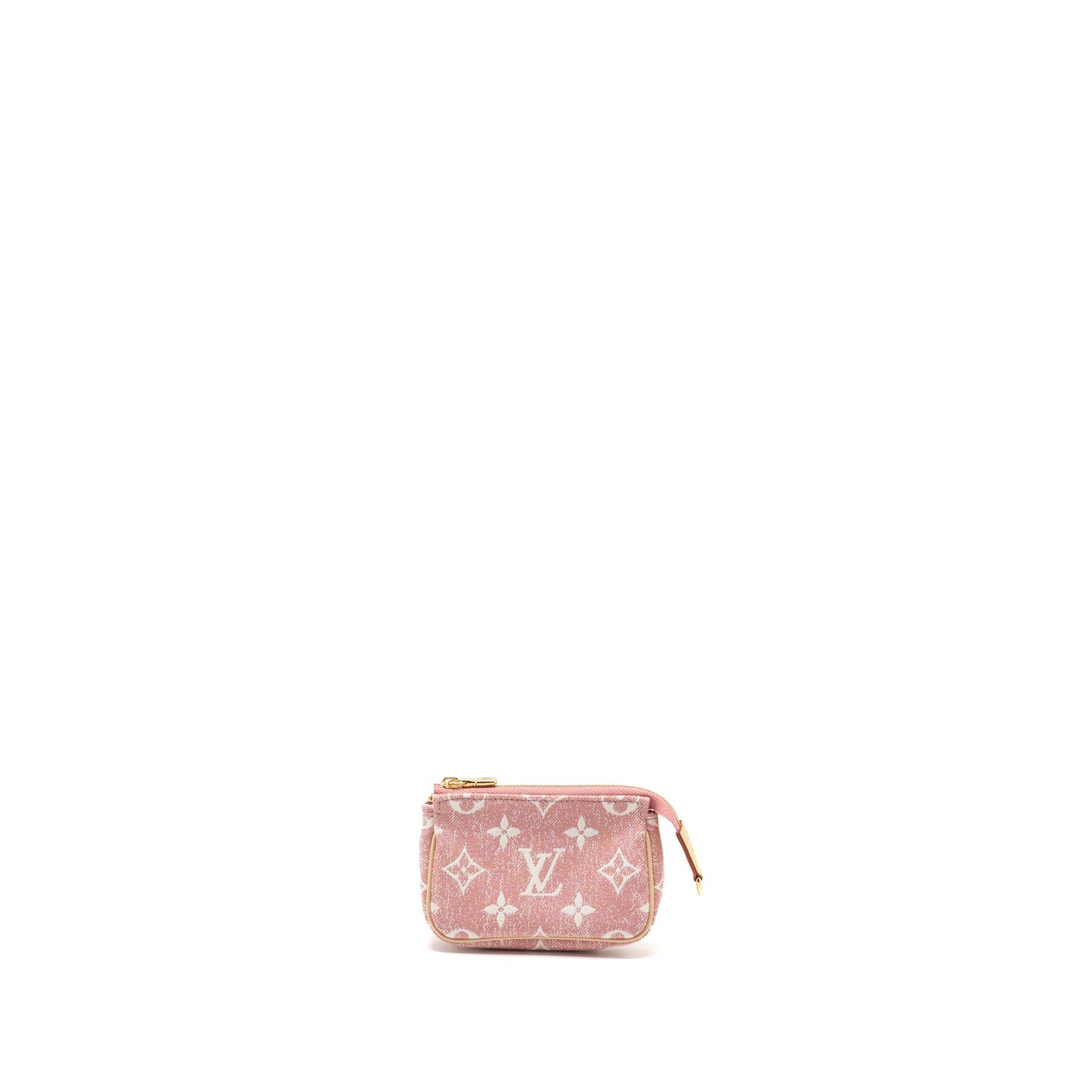Louis Vuitton Key Pouch Pink Monogram Denim (New Version)