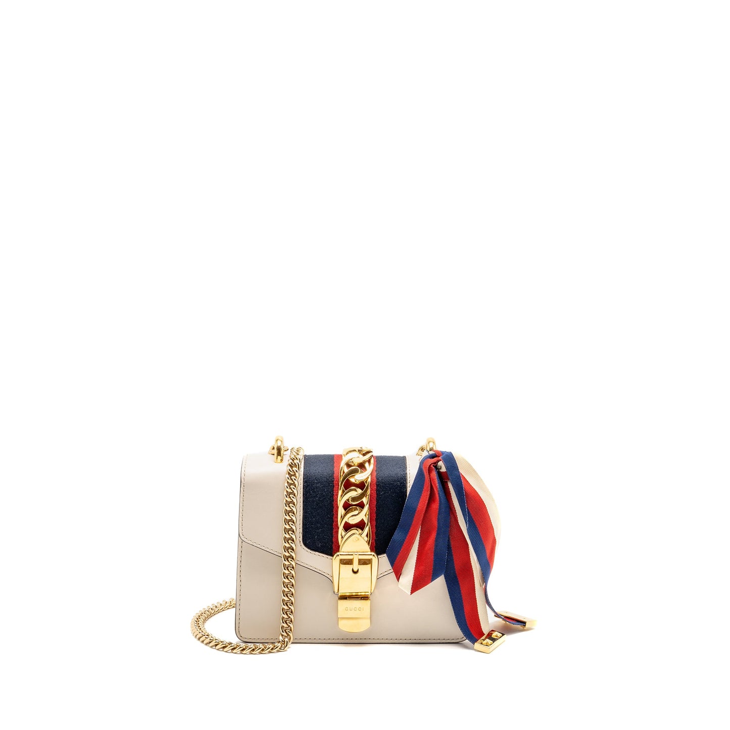 Gucci Mini Sylvie Chain Purse Calfskin White/Multicolour