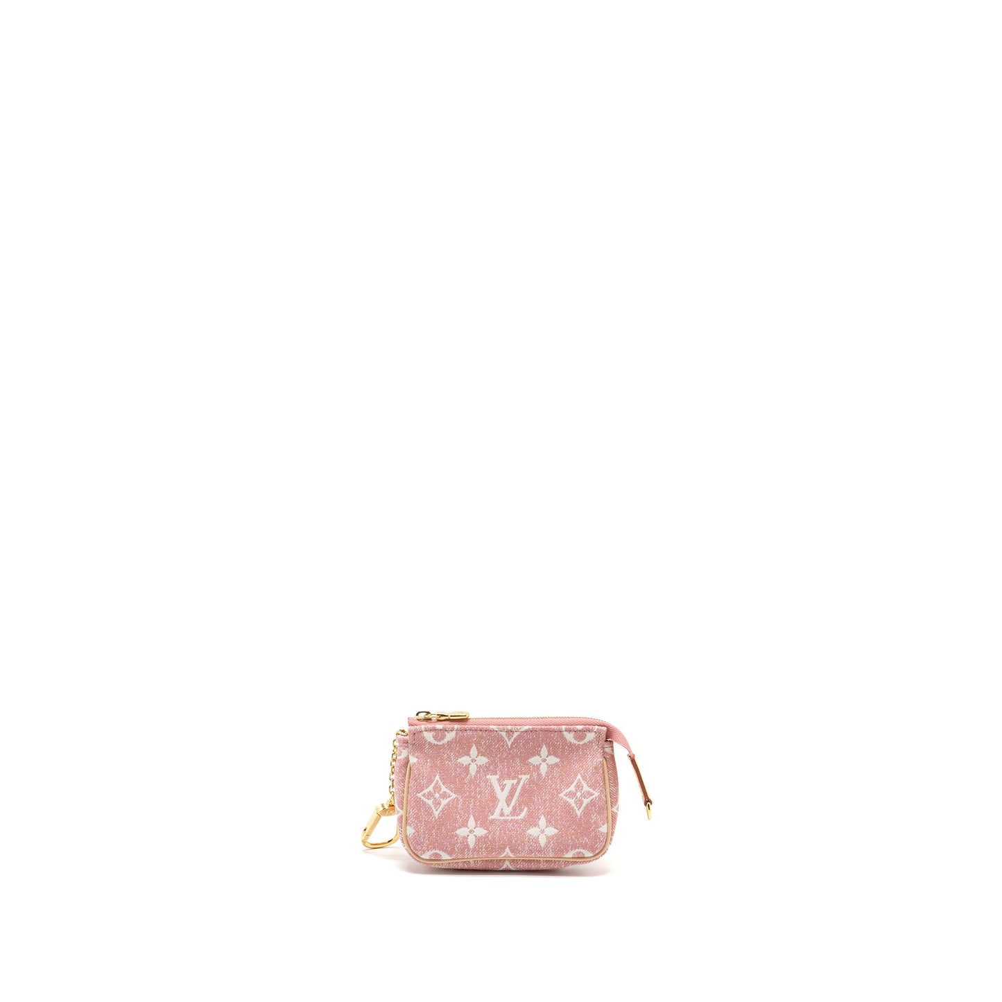 Louis Vuitton Key Pouch Pink Monogram Denim (New Version)