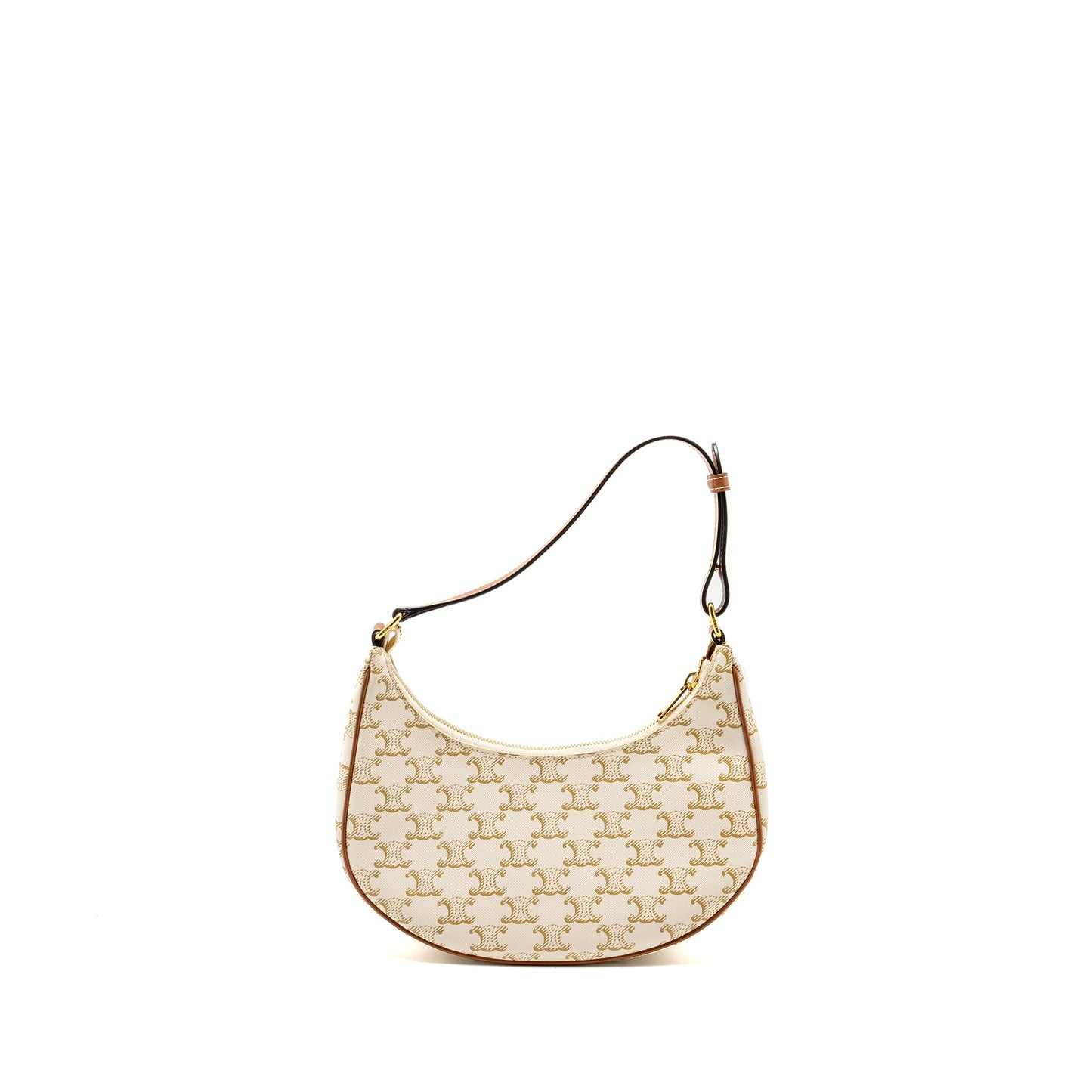 Celine Meduim Ava Purse Triomphe Canvas/Calfskin White/Brown