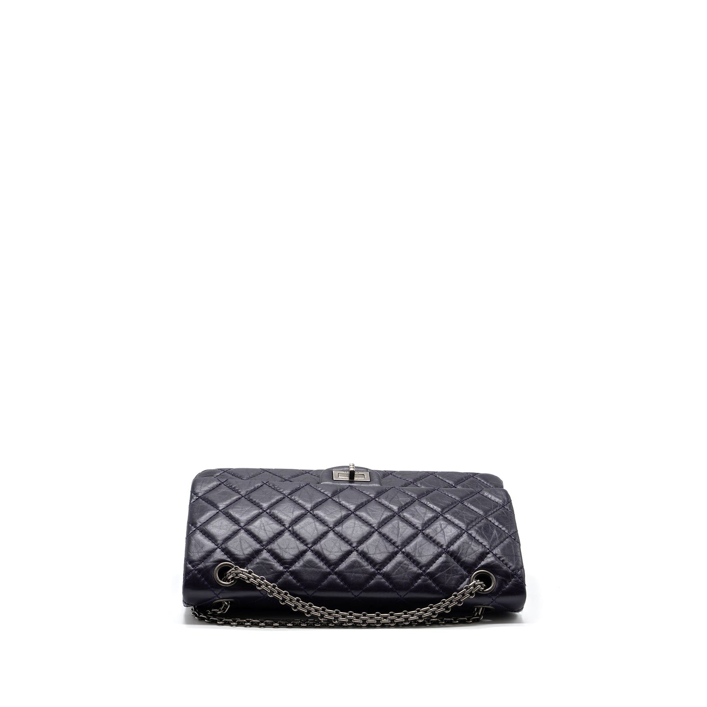 CHANEL Large 2.55  REISSUE FLAP BAG AGED CALFSKIN DARK PURPLE RUTHENIUM HARDWARE