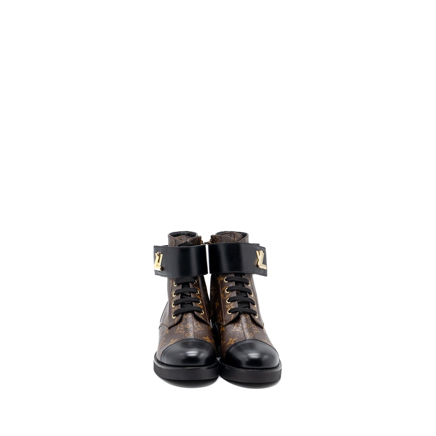 Louis Vuitton Size 37 Wonderland Flat Ranger Ankle Boots Monogram canvas/leather