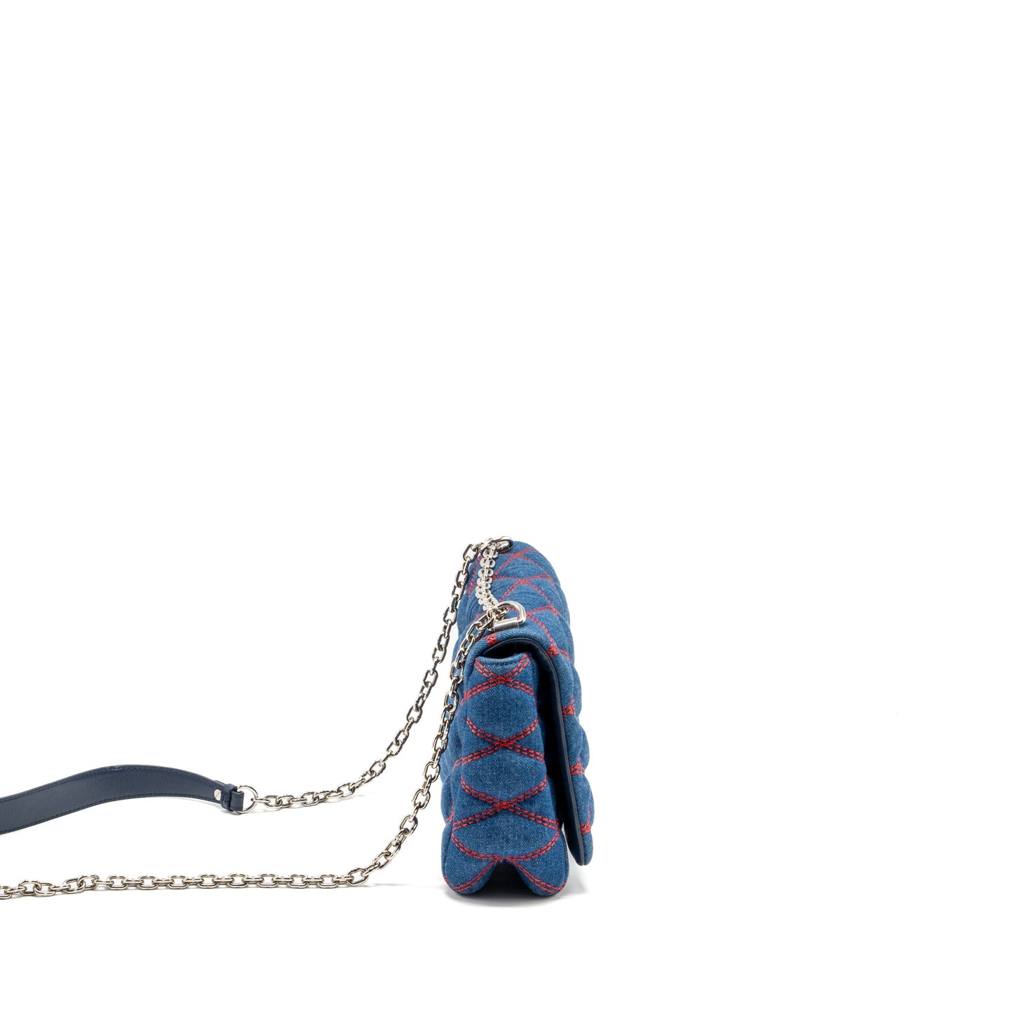 Louis Vuitton Malletahe Go-14 Purse Denim/Leather Blue/Red