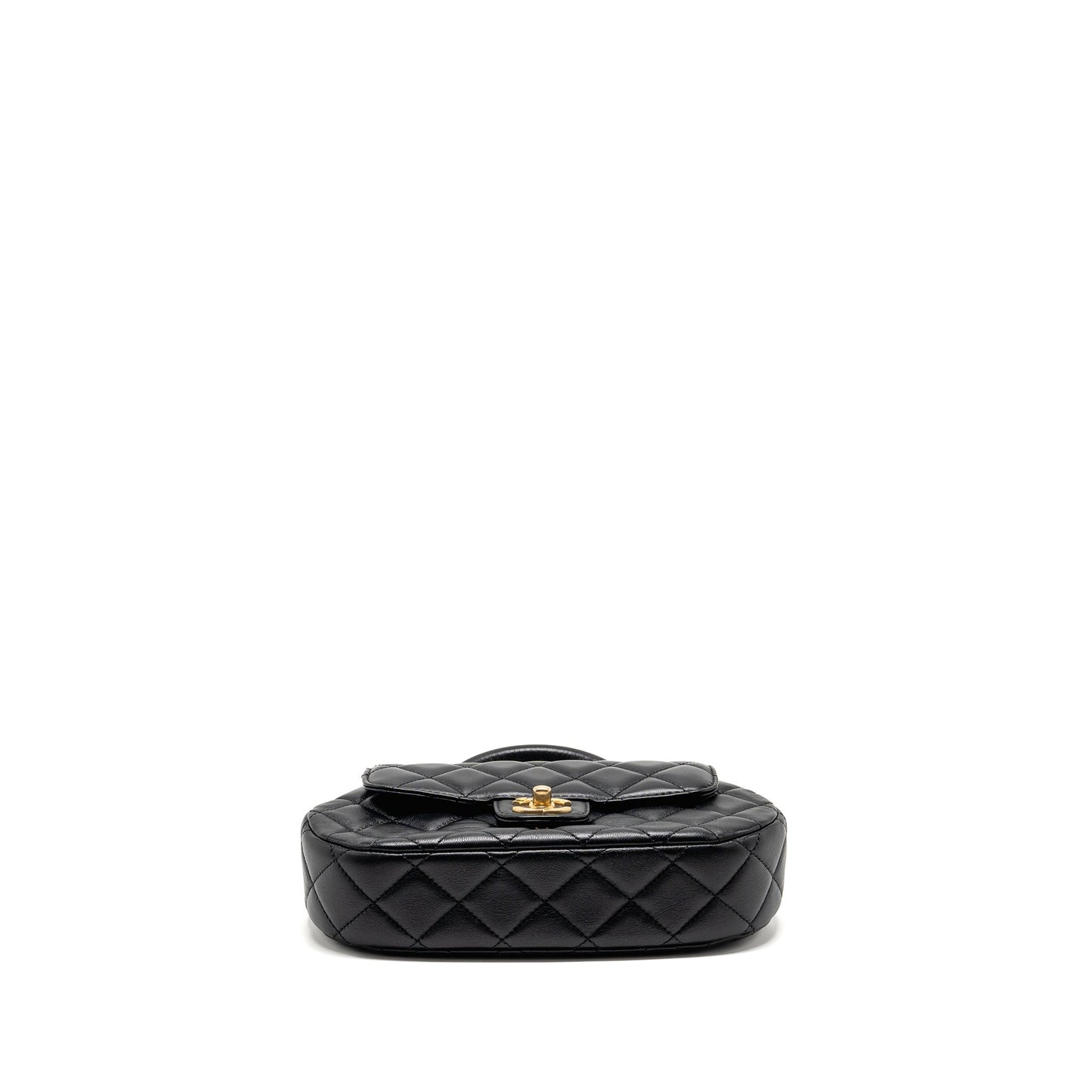 Chanel 24c Top Handle Flap Bag Quilted Lambskin Black GHW (microchip)