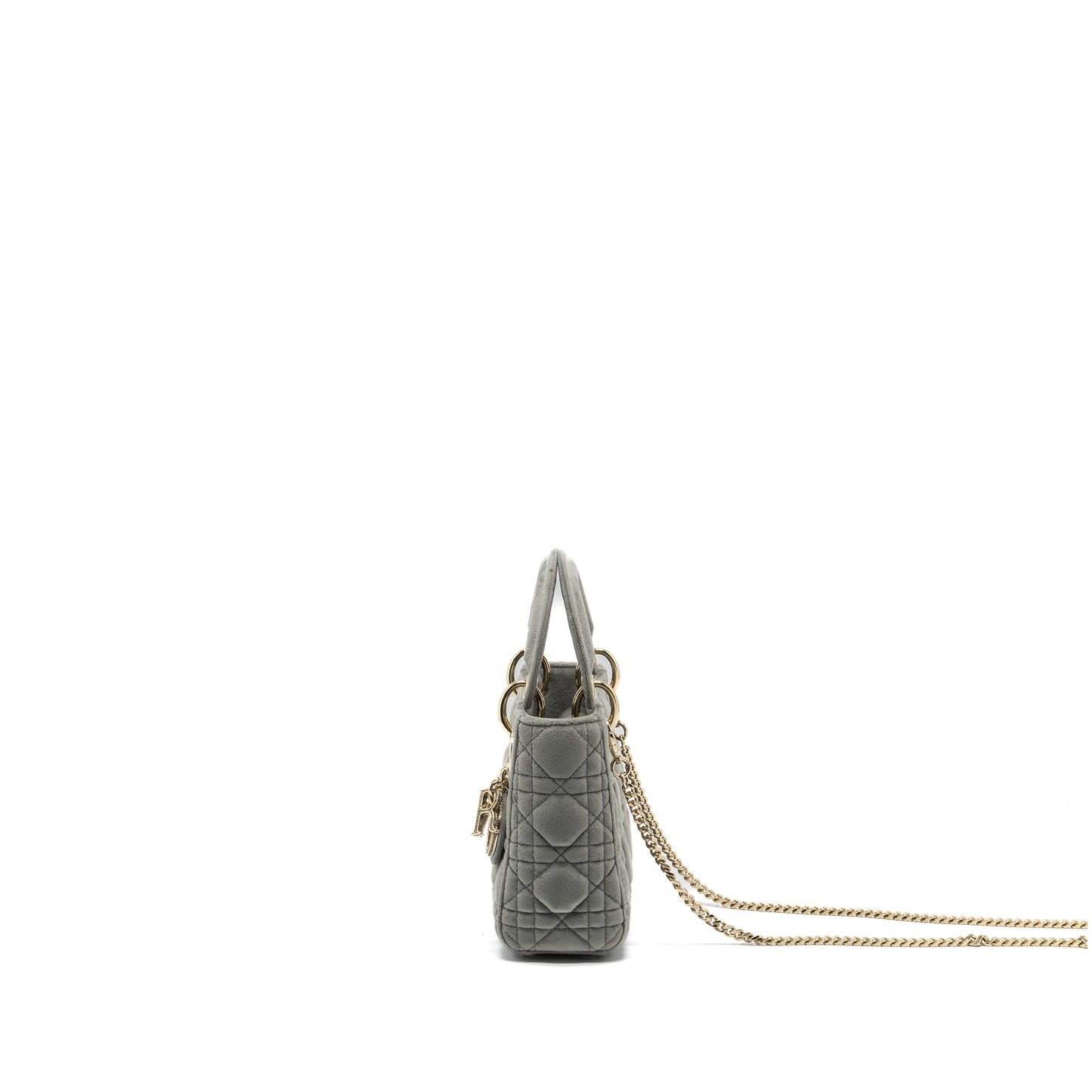 Dior Mini Lady Dior Velvet Light Grey