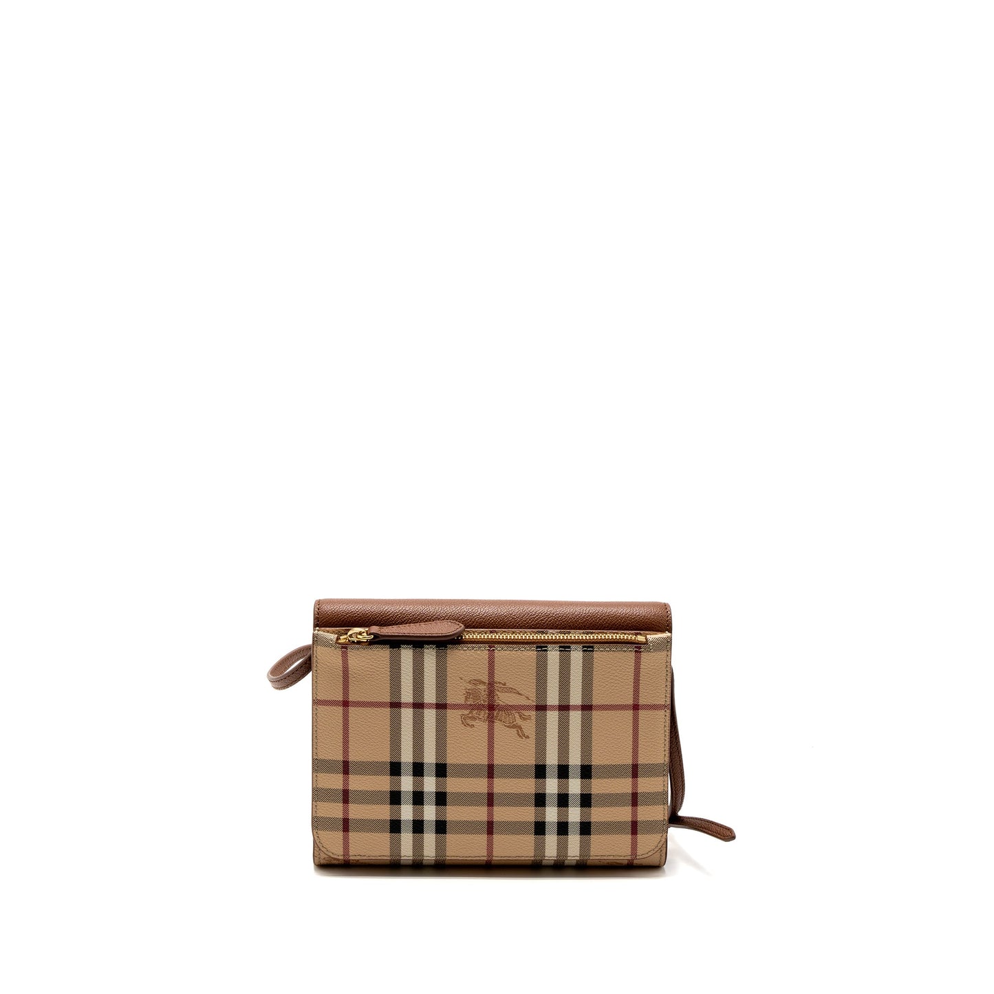 Burberry Flap Messenger Crossbody Purse Calfskin Brown/Multicolour