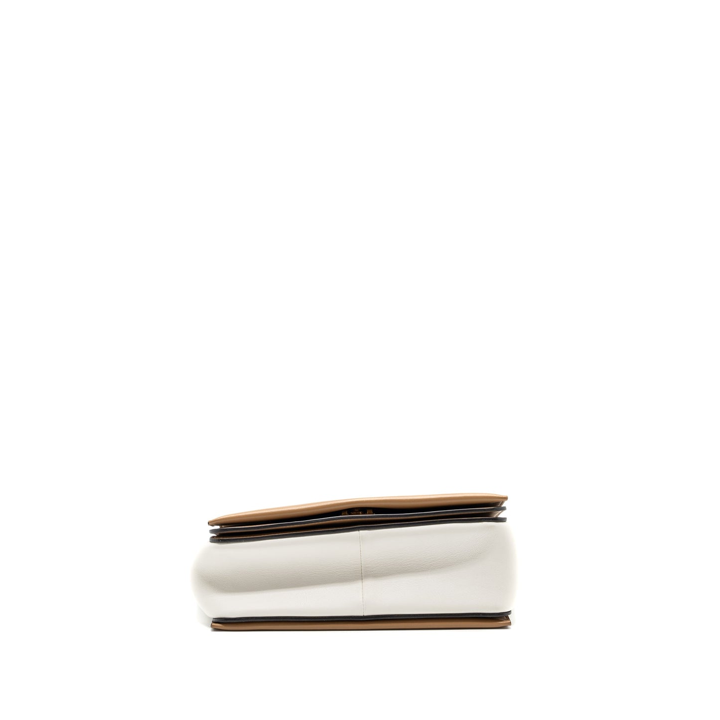 Celine Frame Purse Calfskin White/Brown