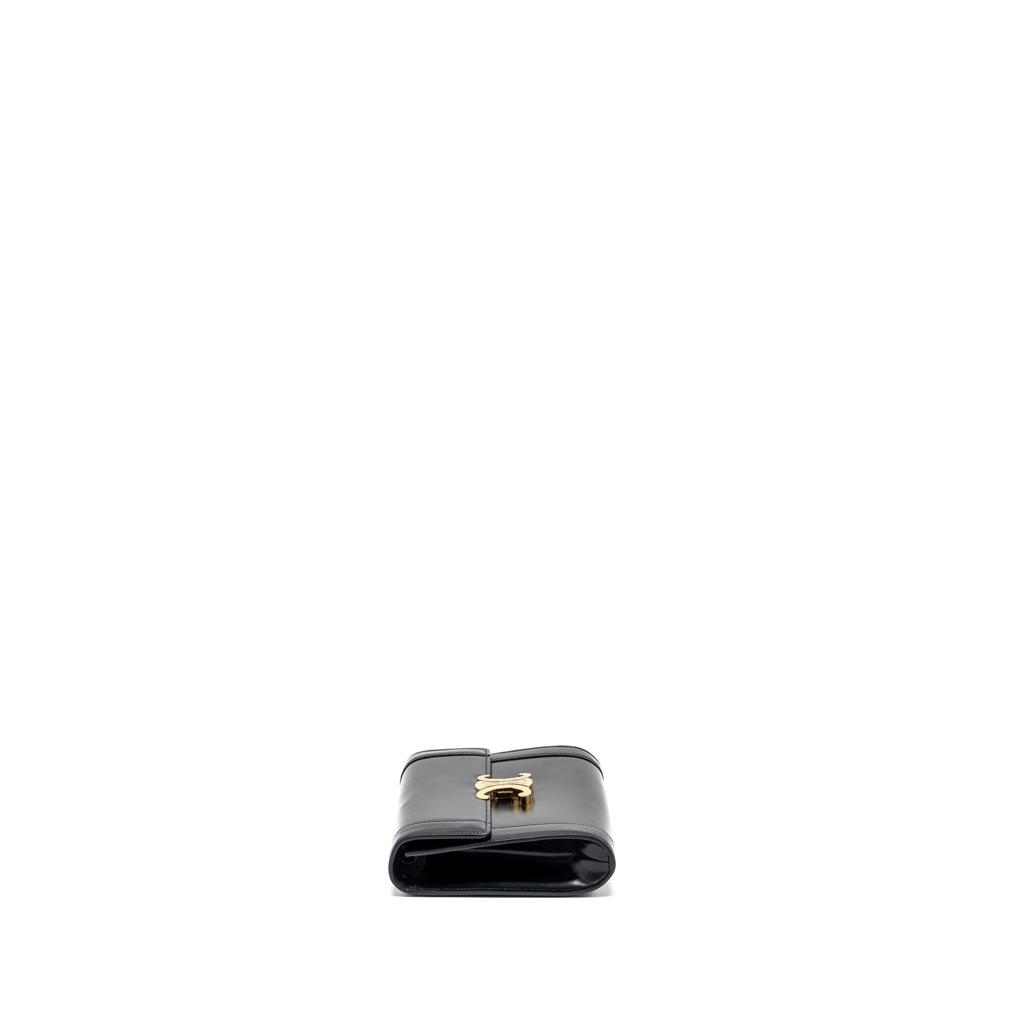 Celine triomphe flap wallet with strap calfskin black