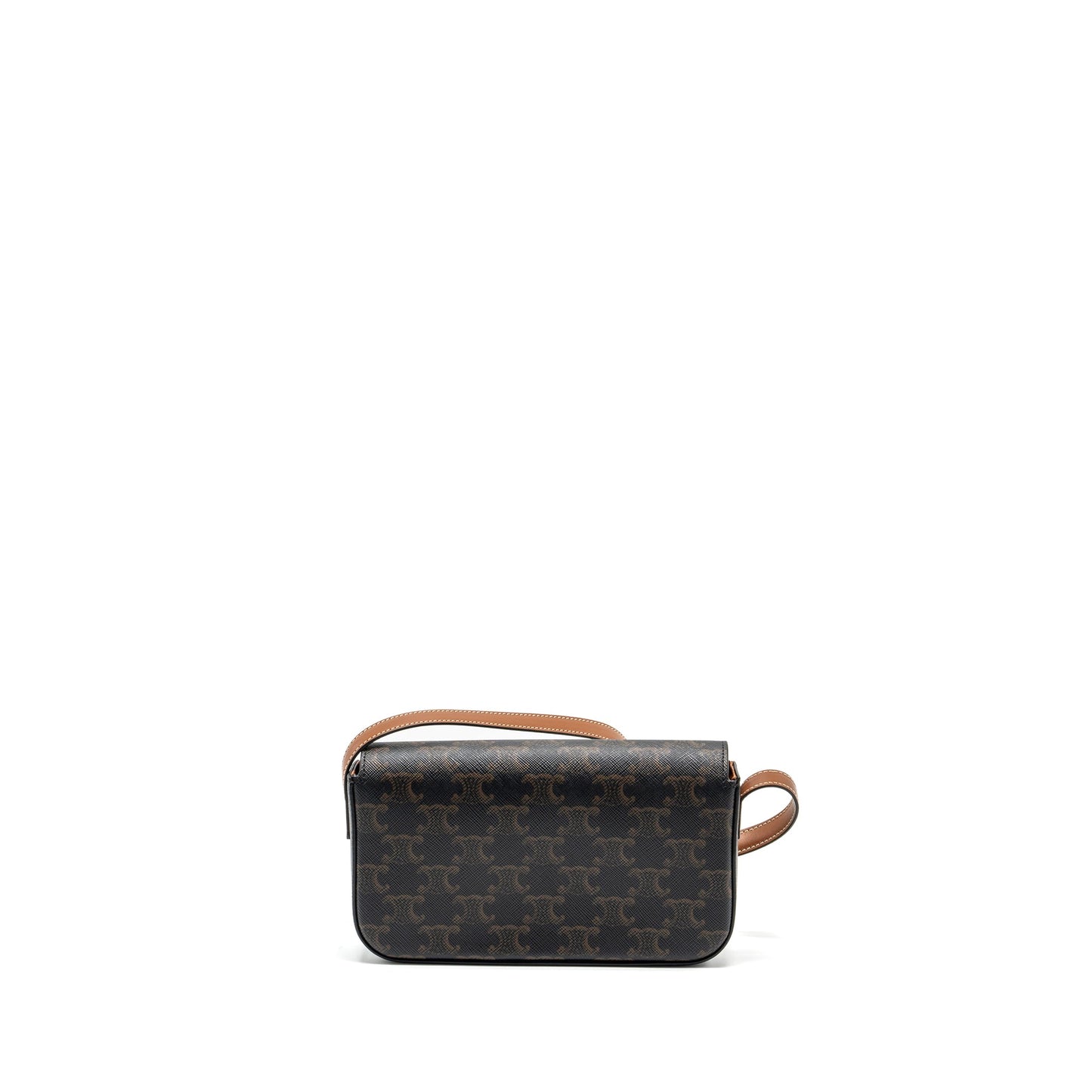 Celine Triomphe Shouder Purse Triomphe Canvas / Calfskin Tan