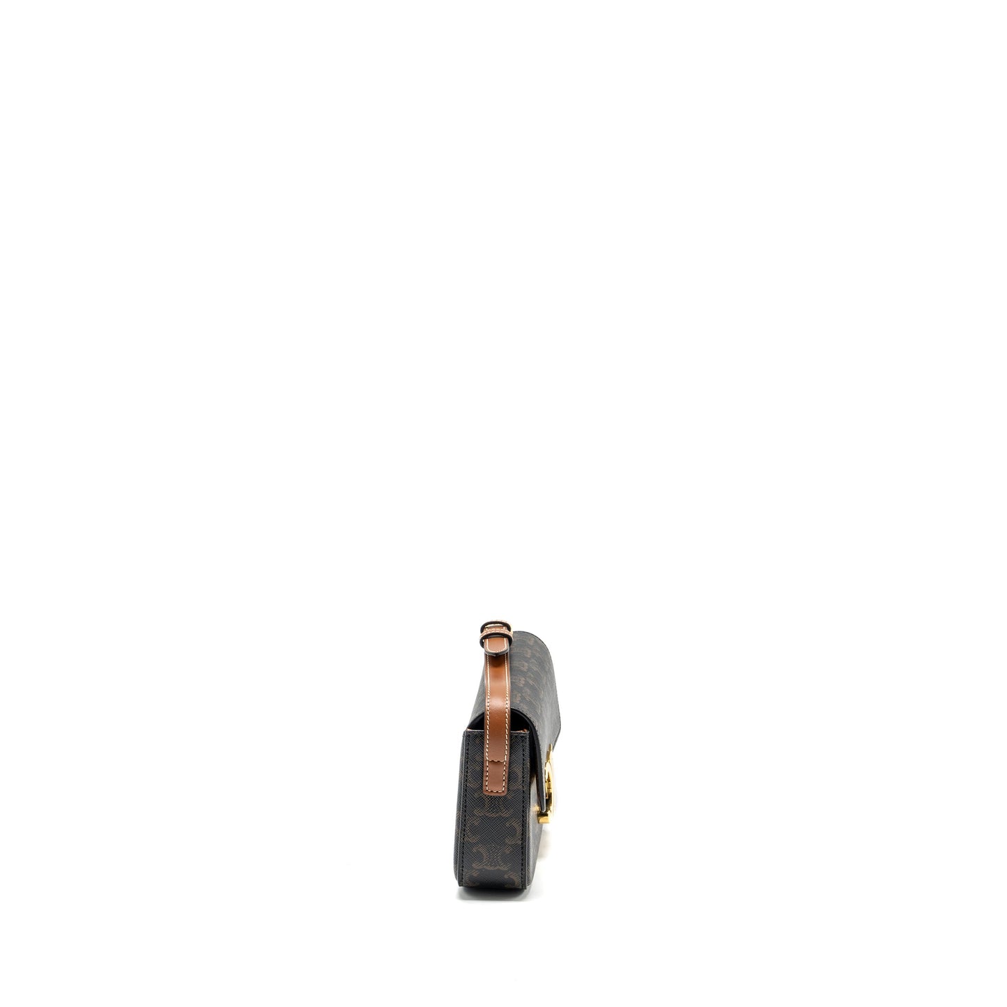 Celine Triomphe Shouder Purse Triomphe Canvas / Calfskin Tan