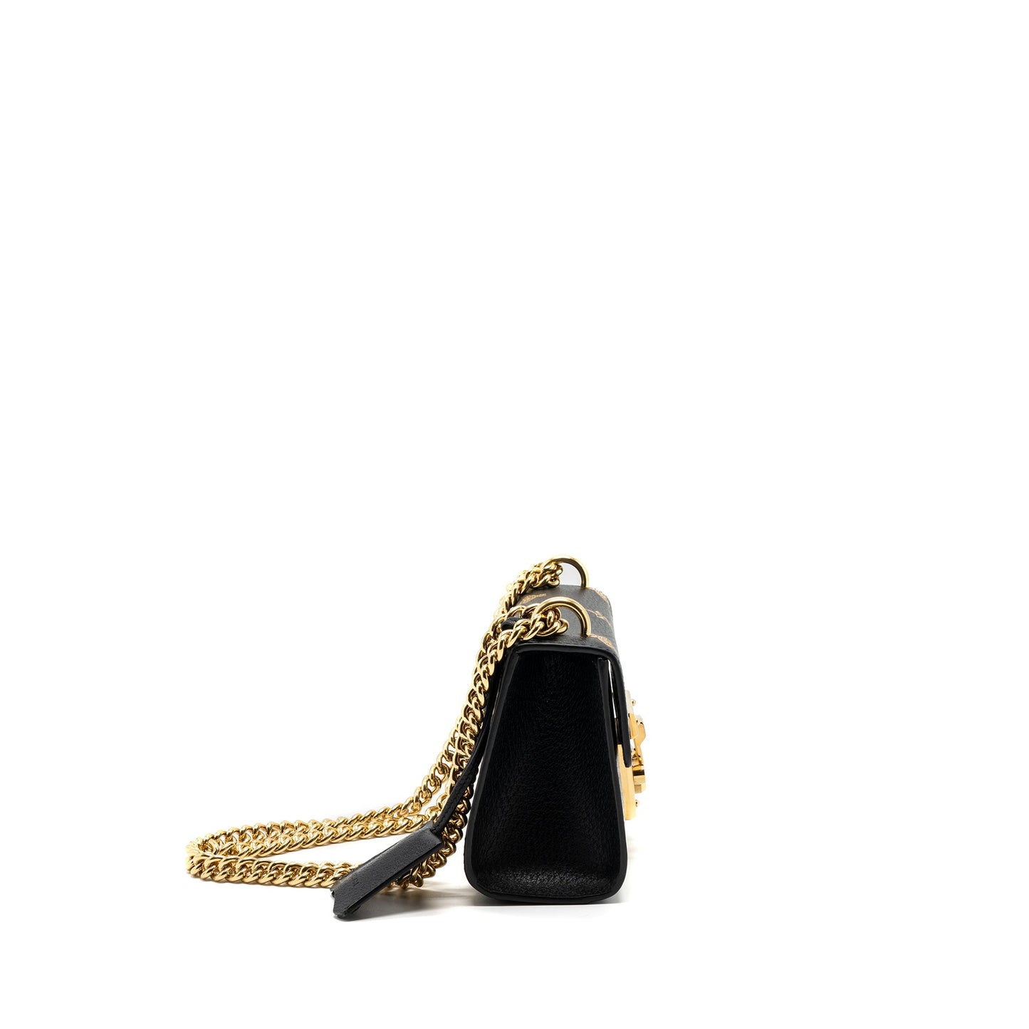 Gucci padlock chain Purse bee print calfskin black