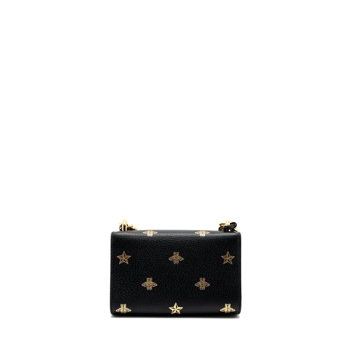 Gucci padlock chain Purse bee print calfskin black