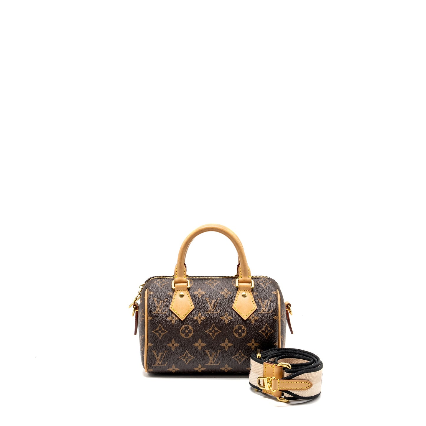 LOUIS VUITTON Speedy Bandouliere 20 Monogram Canvas with Black Strap