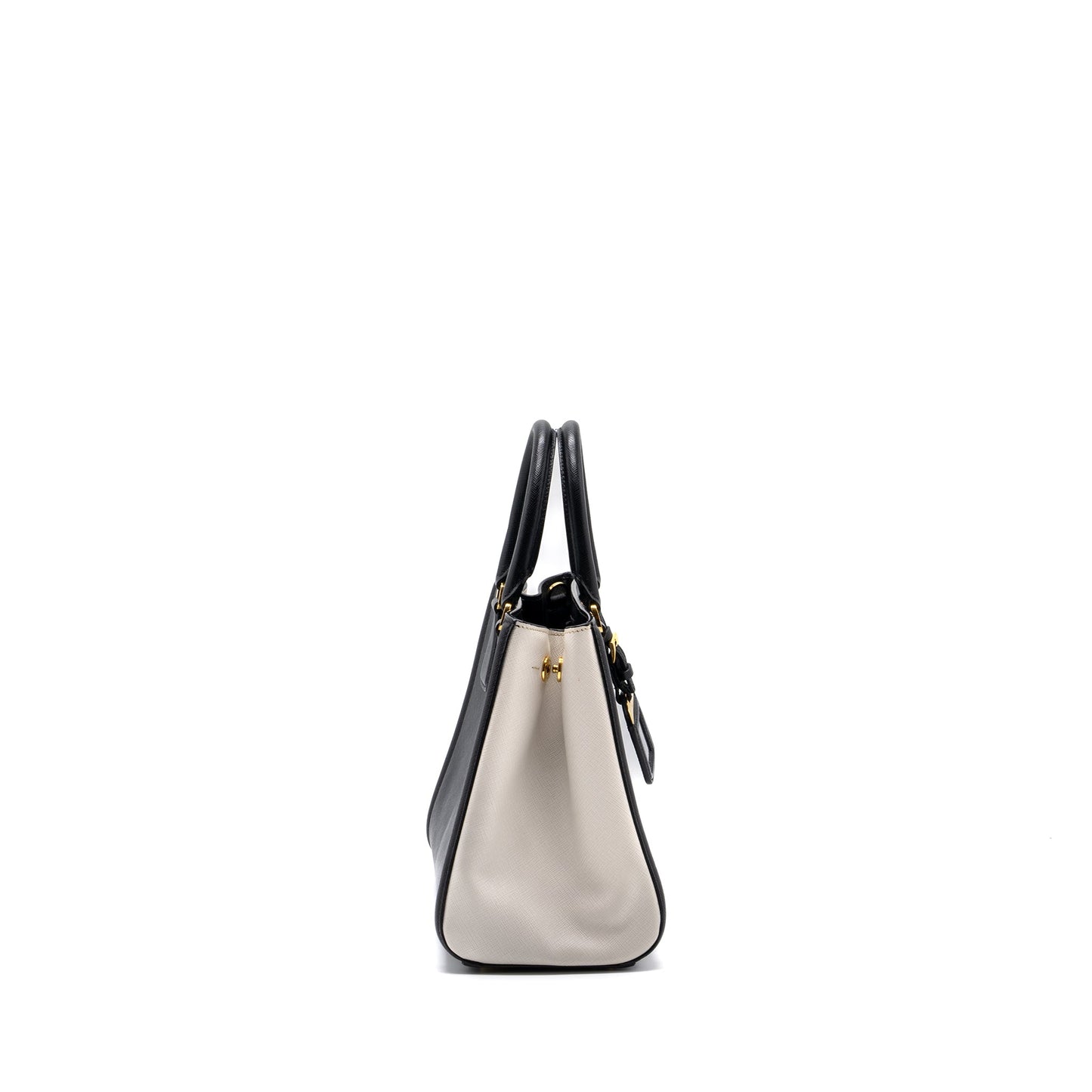 Prada tote Purse Saffiano calfskin black / white
