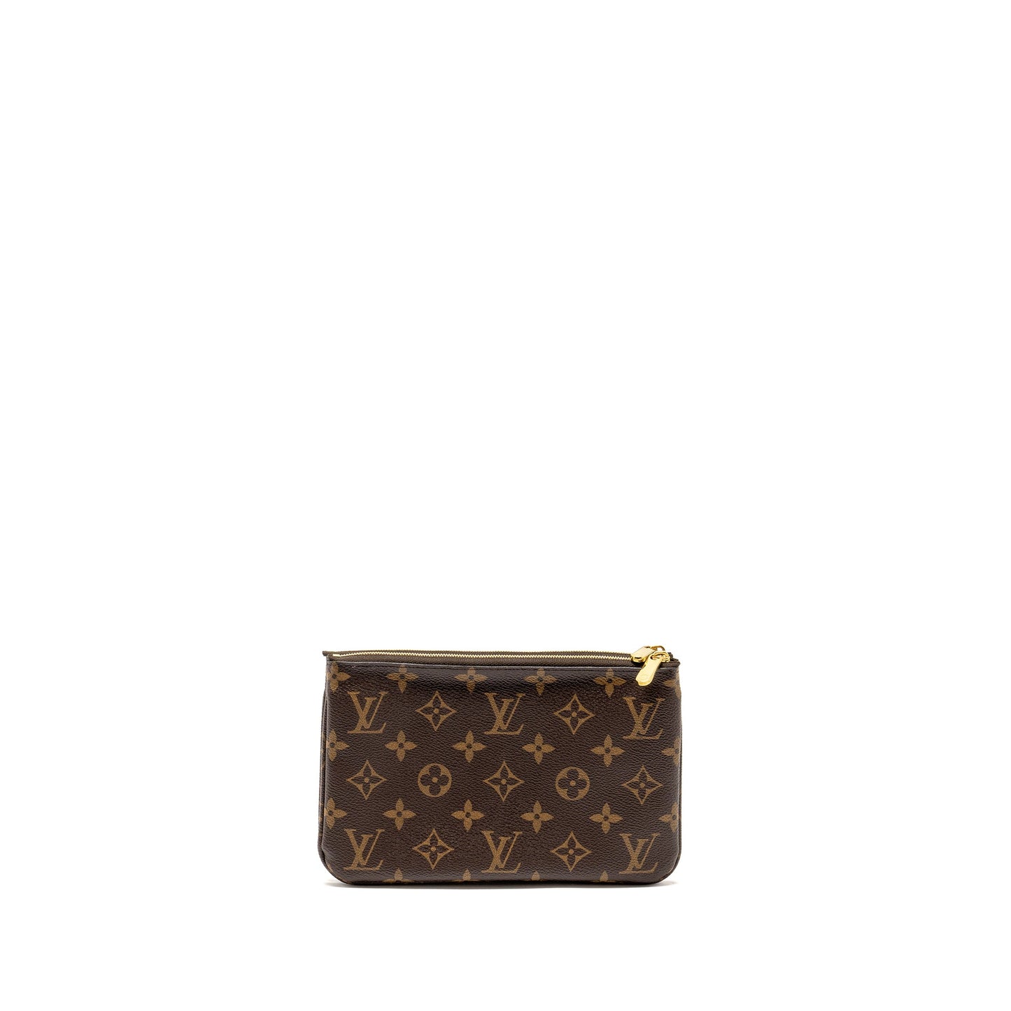 Louis Vuitton double zip clutch with chain Vivien holiday printed monogram canvas