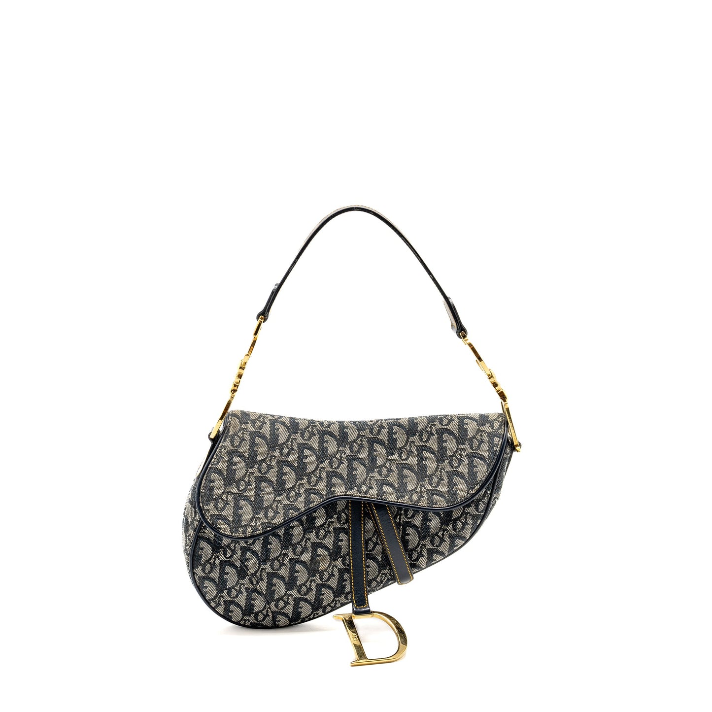 Dior Vintage Saddle Purse Canvas / Leather Blue/Multicolour