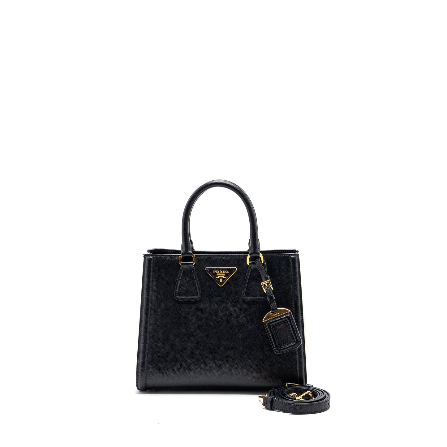 Prada tote Purse Saffiano calfskin black / white