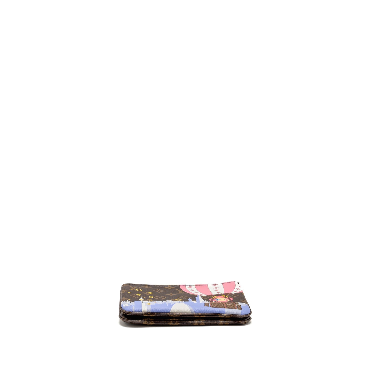 Louis Vuitton double zip clutch with chain Vivien holiday printed monogram canvas