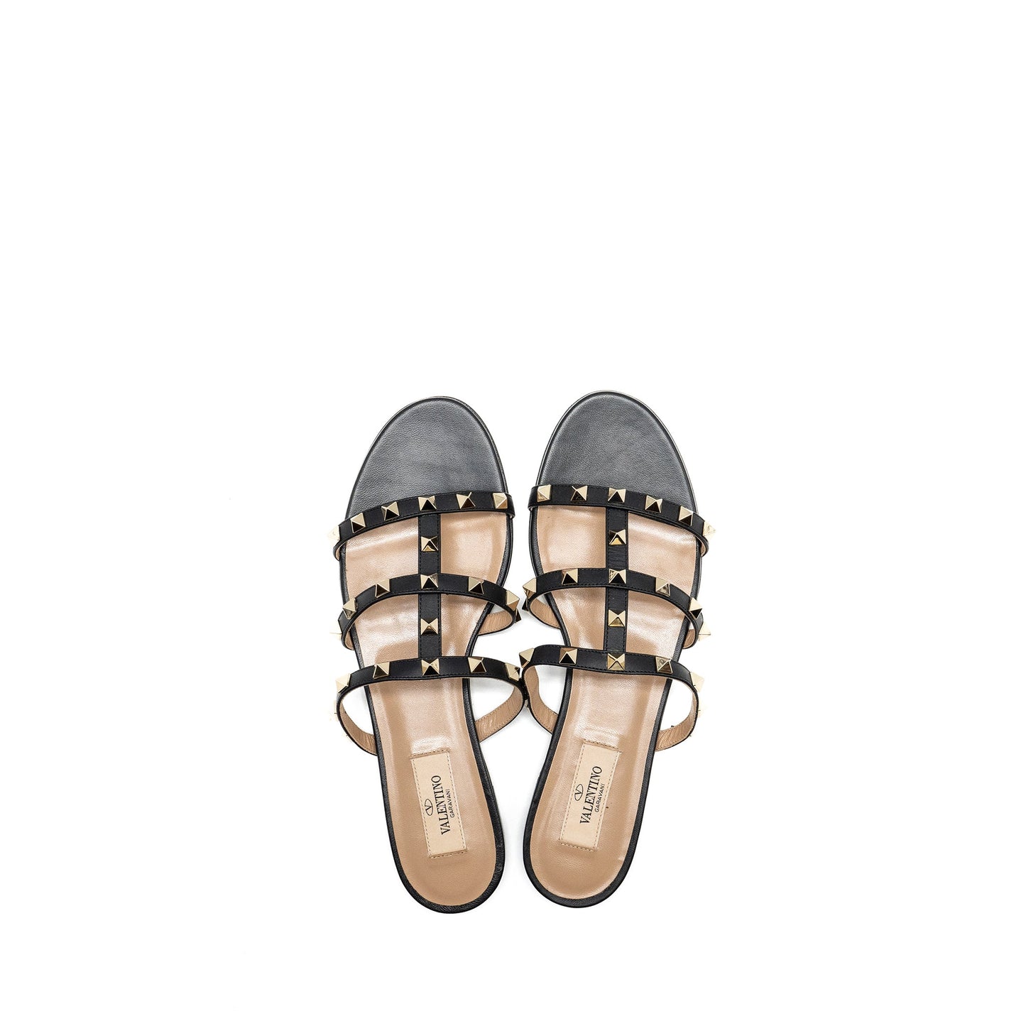 Valentino Size 38.5 Garavani Rockstud Leather Sandals Black