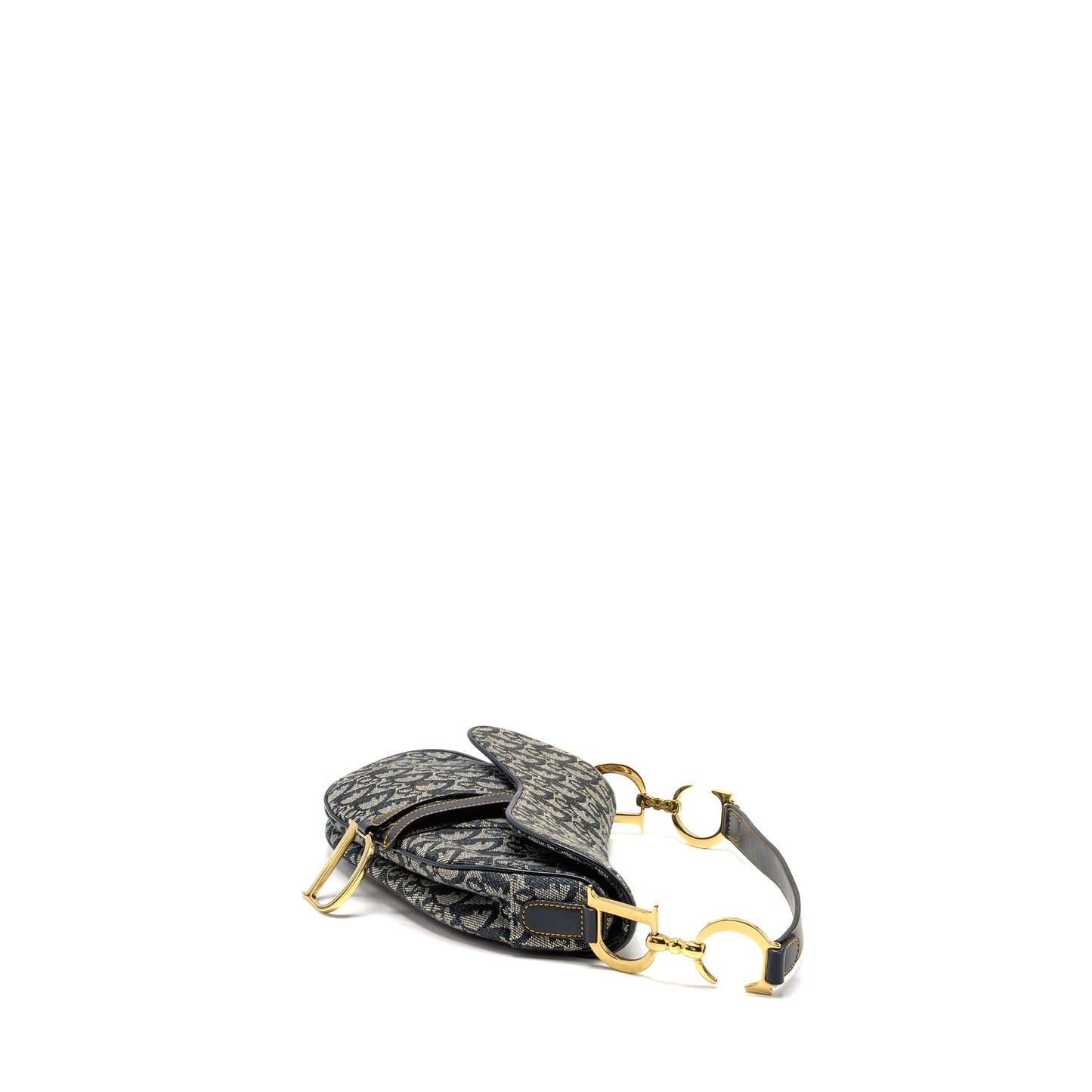 Dior Vintage Saddle Purse Canvas / Leather Blue/Multicolour