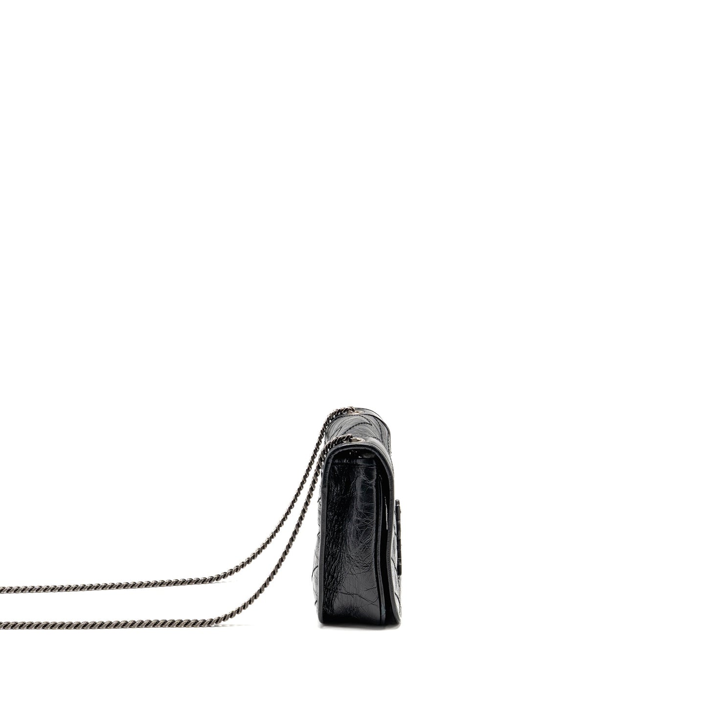 Saint Laurent / Niki Chain Wallet Crinkled Calfskin Black
