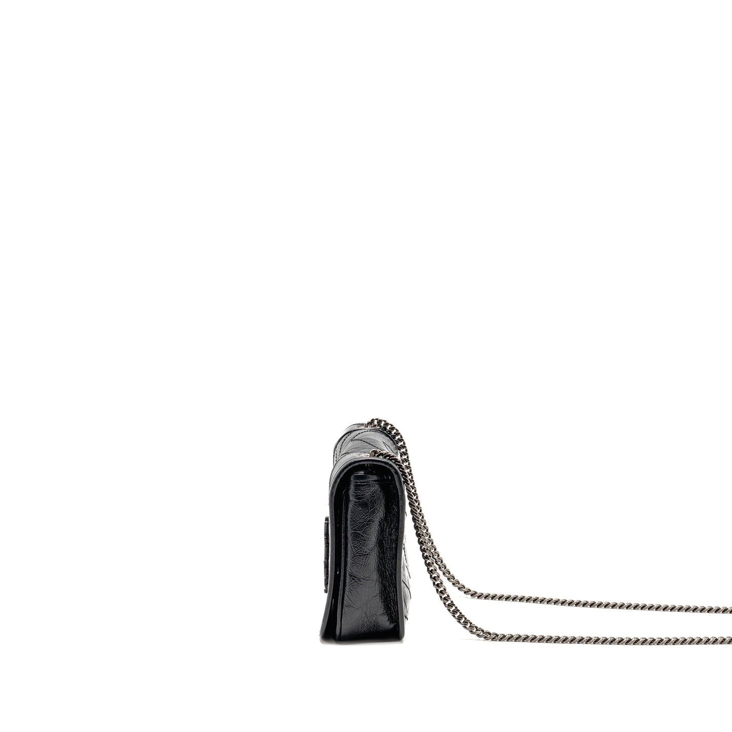 Saint Laurent / Niki Chain Wallet Crinkled Calfskin Black