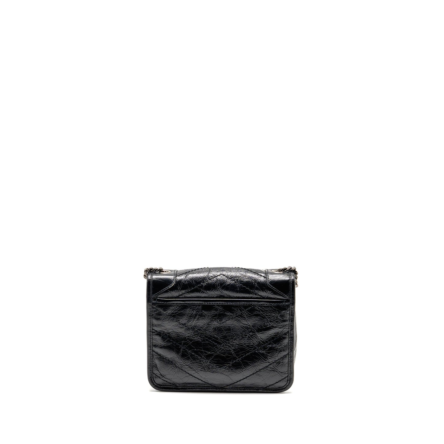 Saint Laurent / Niki Chain Wallet Crinkled Calfskin Black