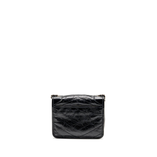 Saint Laurent / Niki Chain Wallet Crinkled Calfskin Black