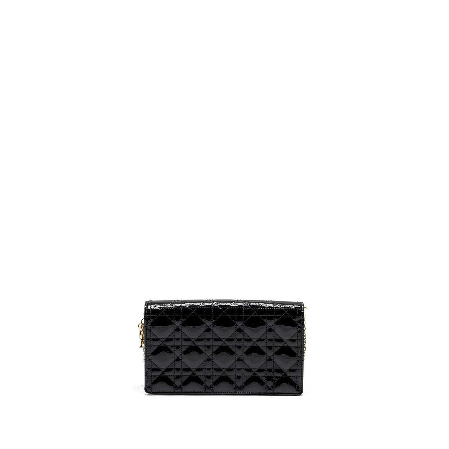 Dior Lady Dior Pouch Wallet on Chain Patent Black