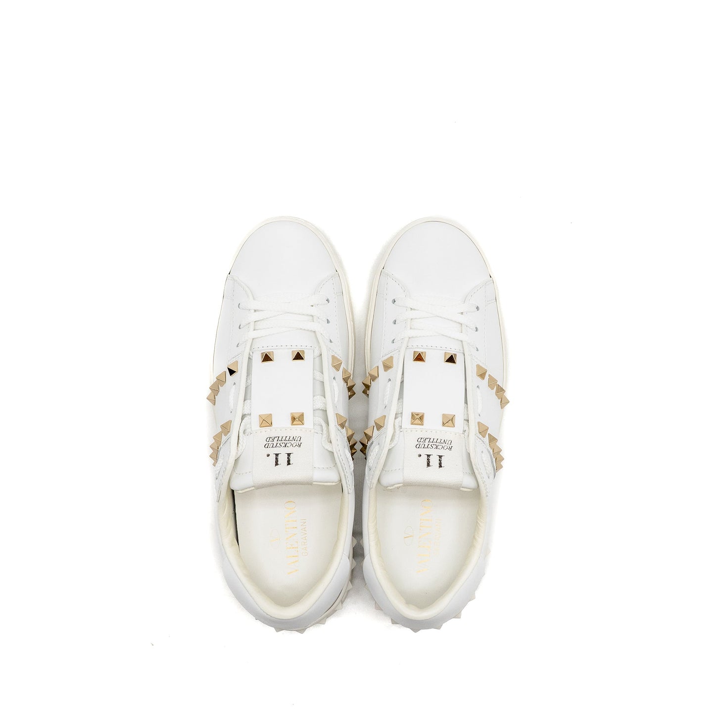 Valentino Size 38.5 Rockstud Untitled Sneakers Calfskin White