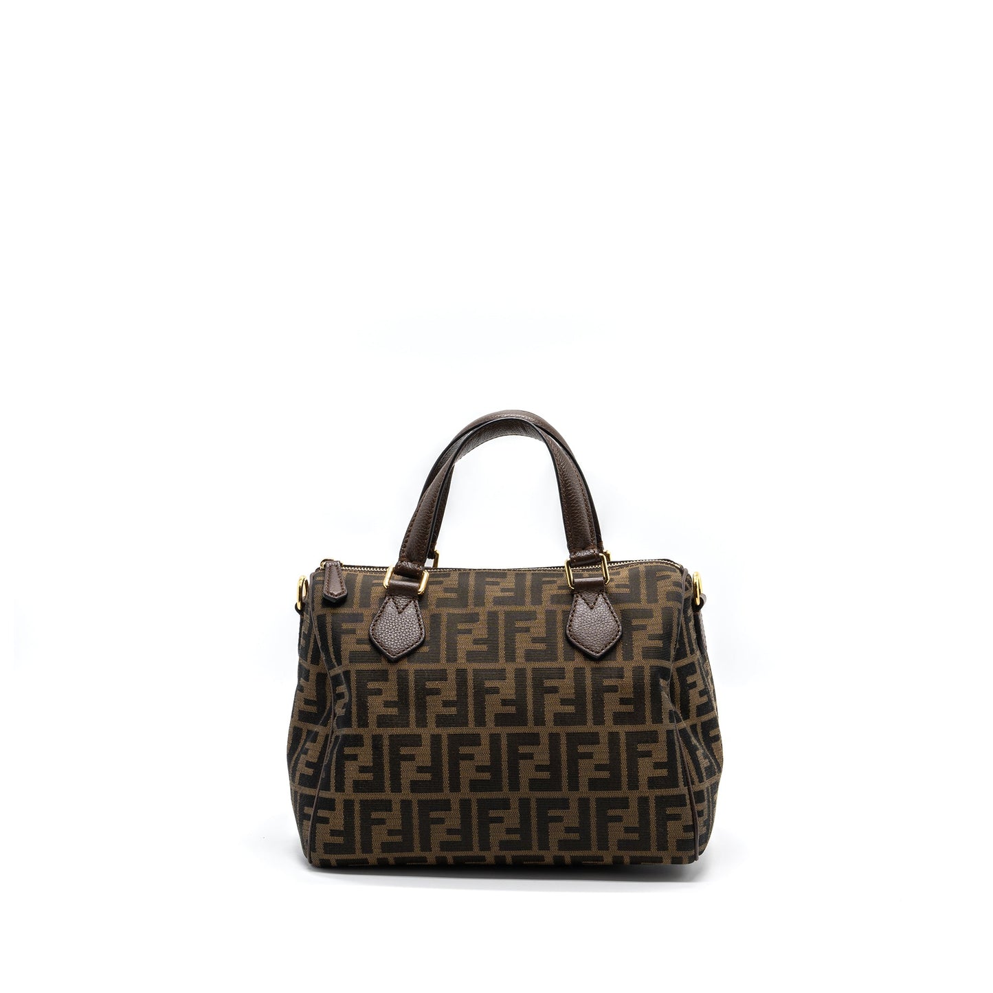 Fendi Boston Purse Jacquard Fabric Brown