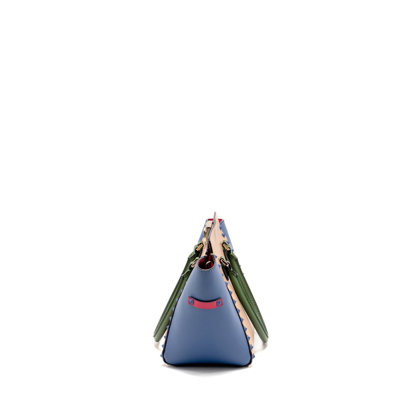 Valentino Rockstud Double Handle Tote Purse Calfskin Multicolour