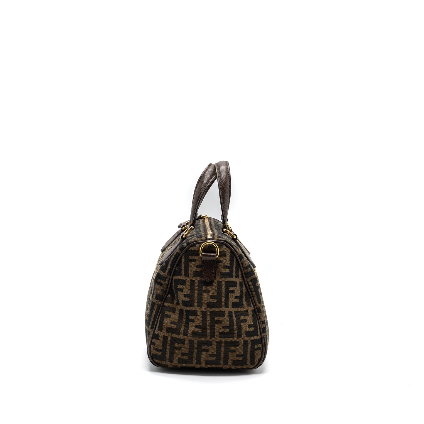 Fendi Boston Purse Jacquard Fabric Brown