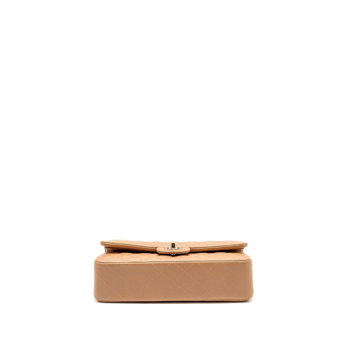 Chanel Medium Classic Double Flap Bag Caviar Dark Beige LGHW