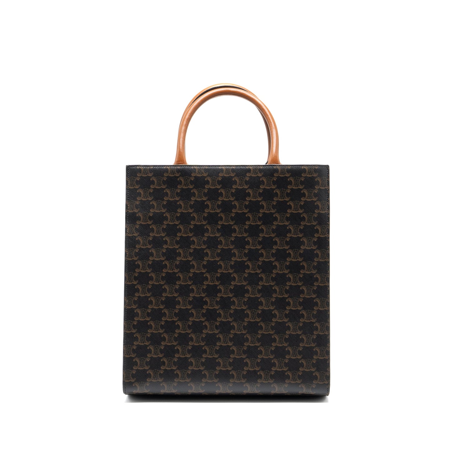 Celine Small Cabas Vertical In Triomphe Canvas/Calfskin Tan