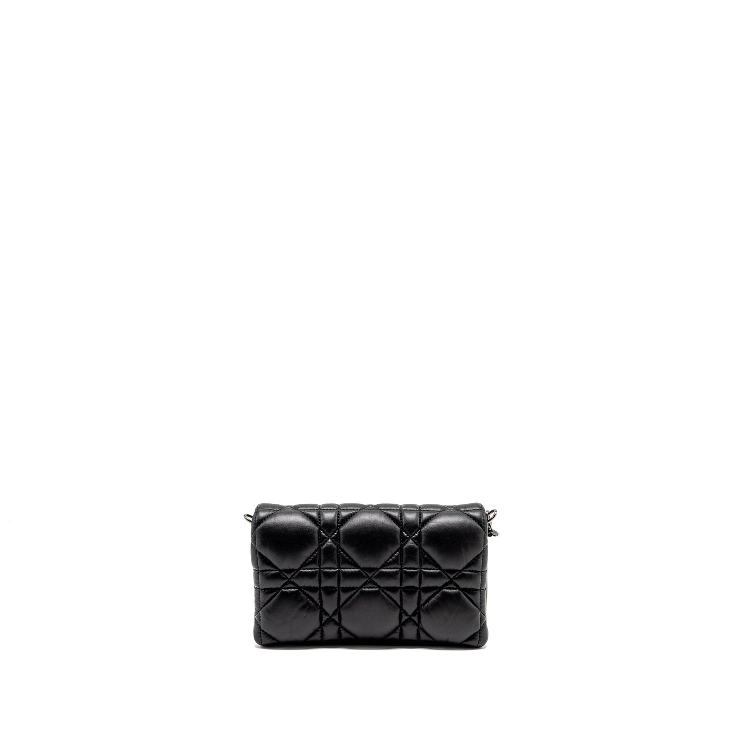 Dior Mini Caro Flap Purse Calfskin Black/ Black Hardware