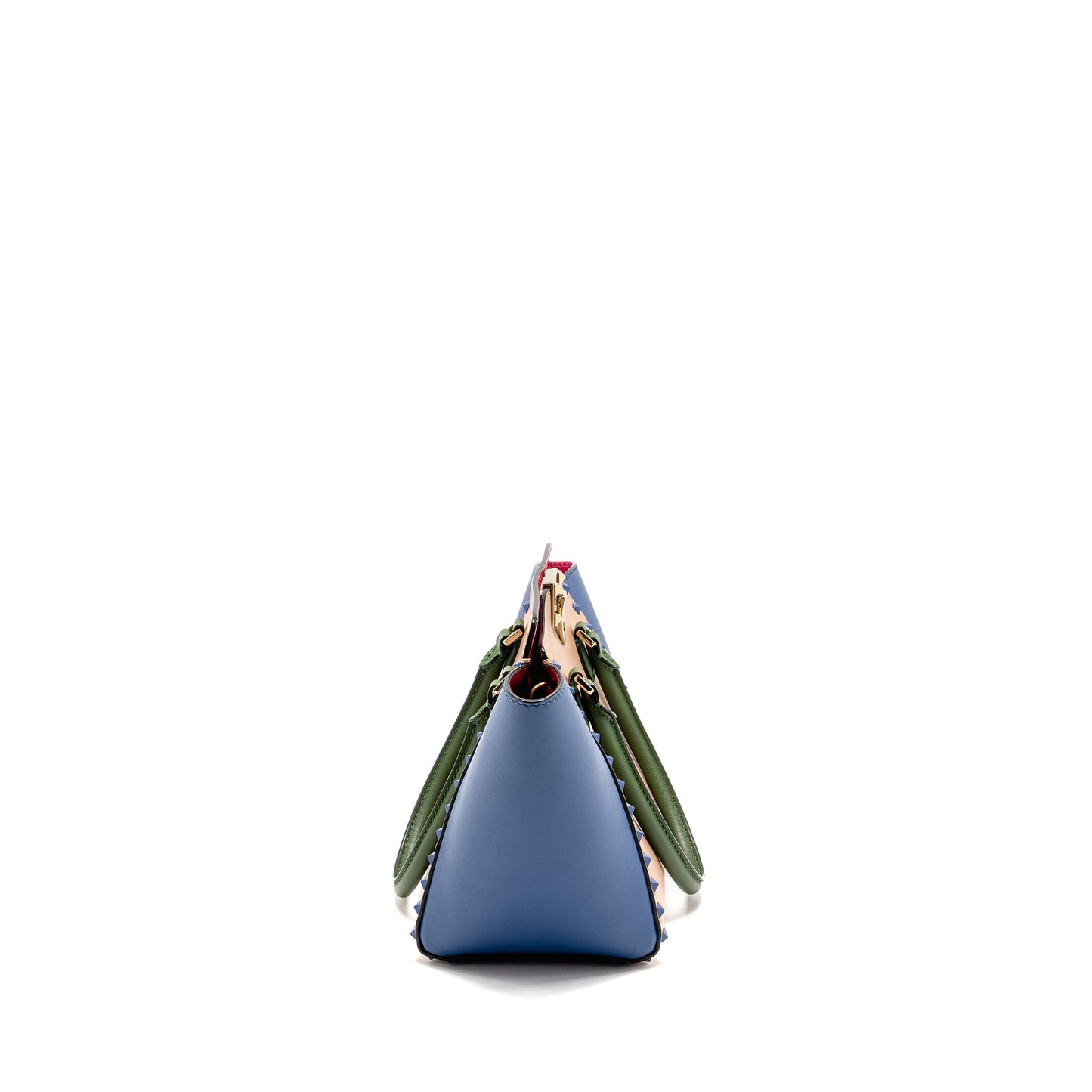 Valentino Rockstud Double Handle Tote Purse Calfskin Multicolour