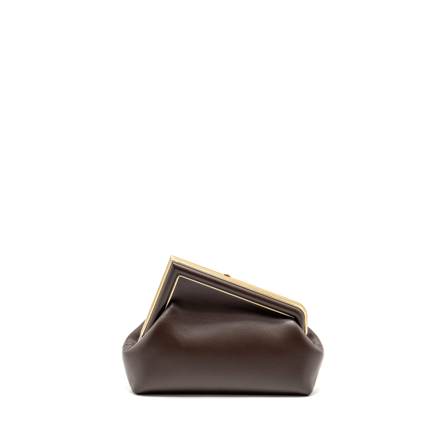 Fendi Small Fendi First Clutch Purse Nappa Brown