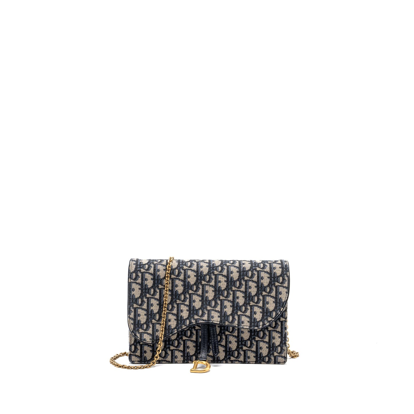 Dior Saddle Flap Purse Blue Dior Oblique Embroidery