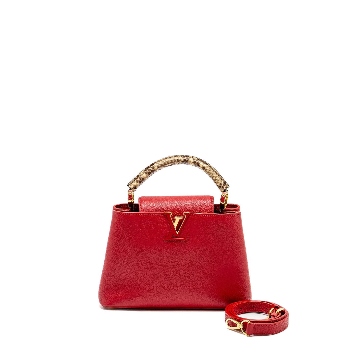 Louis Vuitton Capucine with Python Handle Taurillon Red