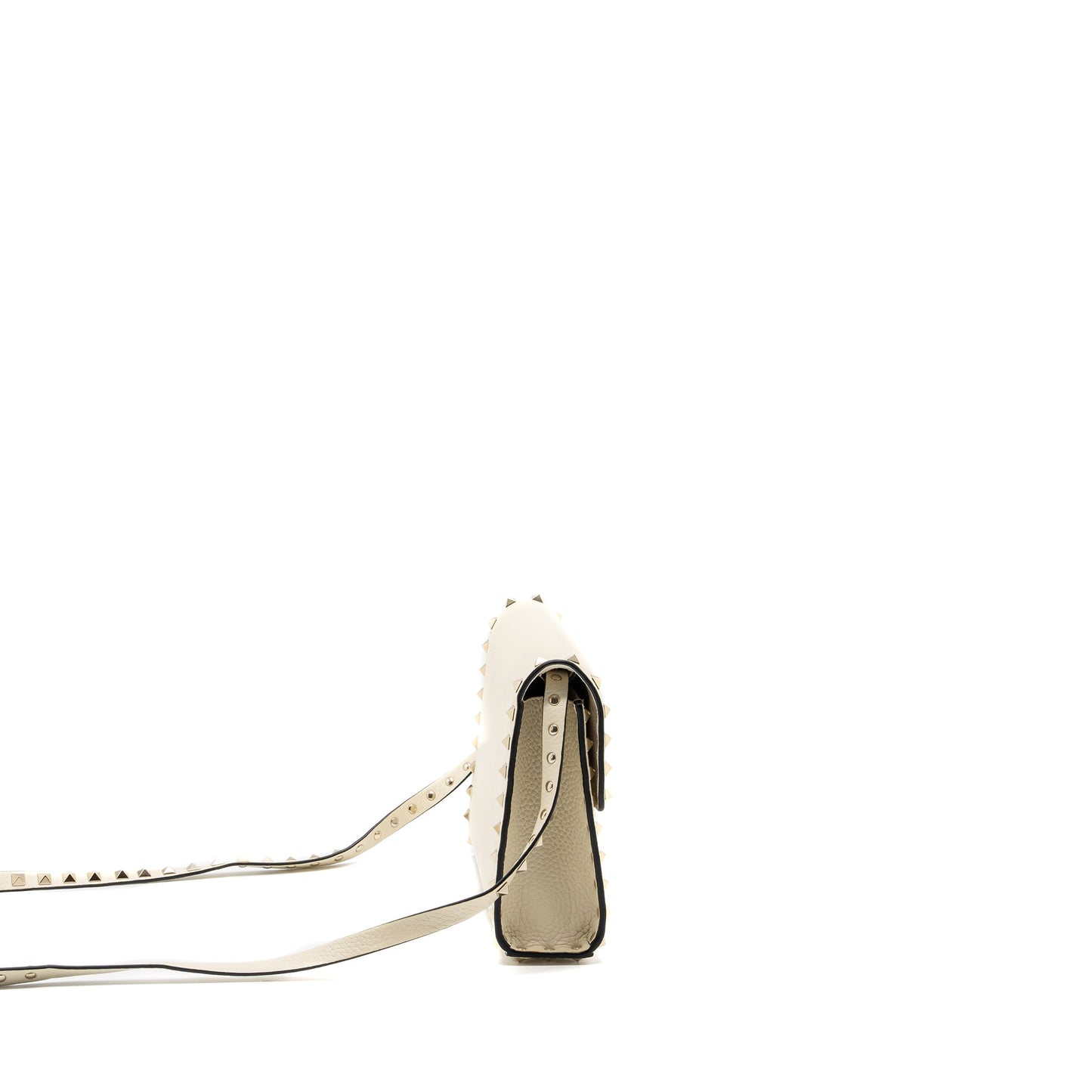 Valentino Small Rockstud crossbody Purse grained calfskin light ivory
