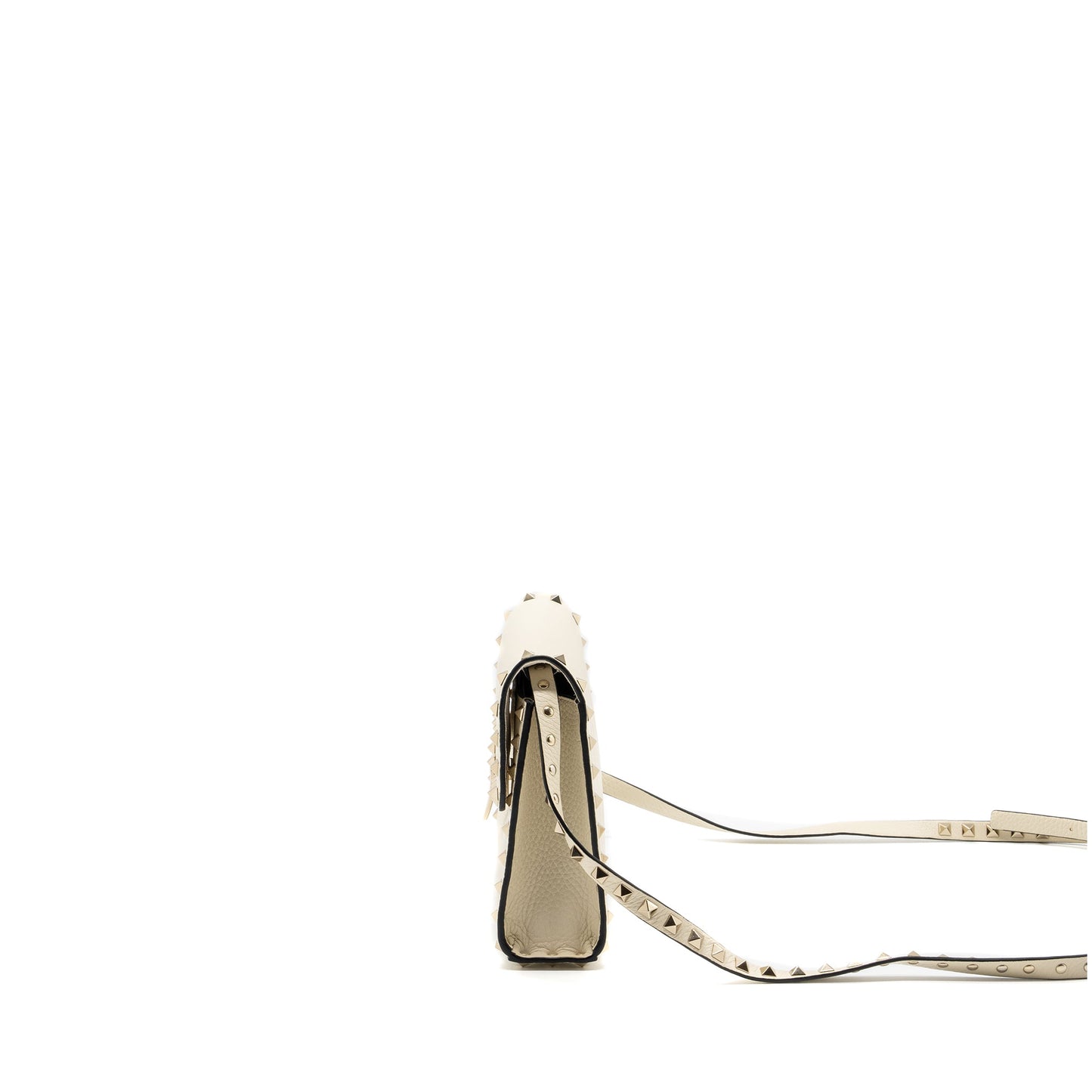 Valentino Small Rockstud crossbody Purse grained calfskin light ivory