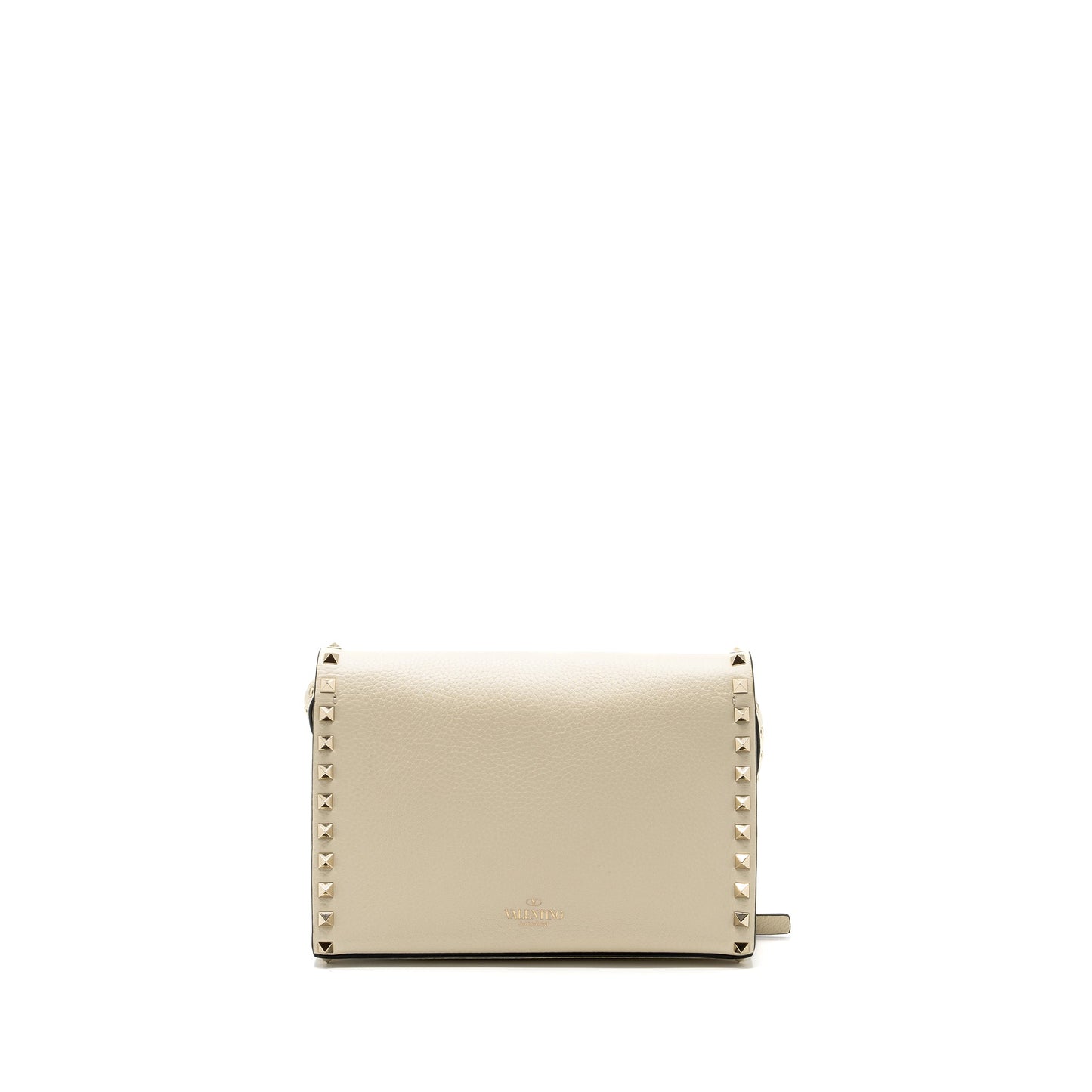 Valentino Small Rockstud crossbody Purse grained calfskin light ivory