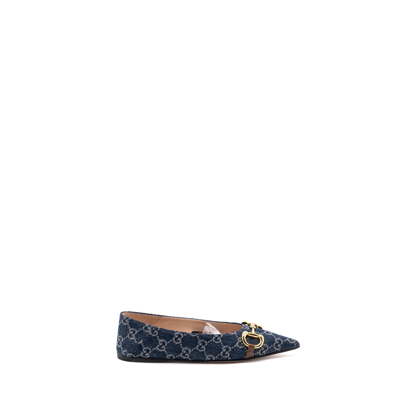 Gucci Size 37 Horsebit Ballerina Shoes Supreme Denim