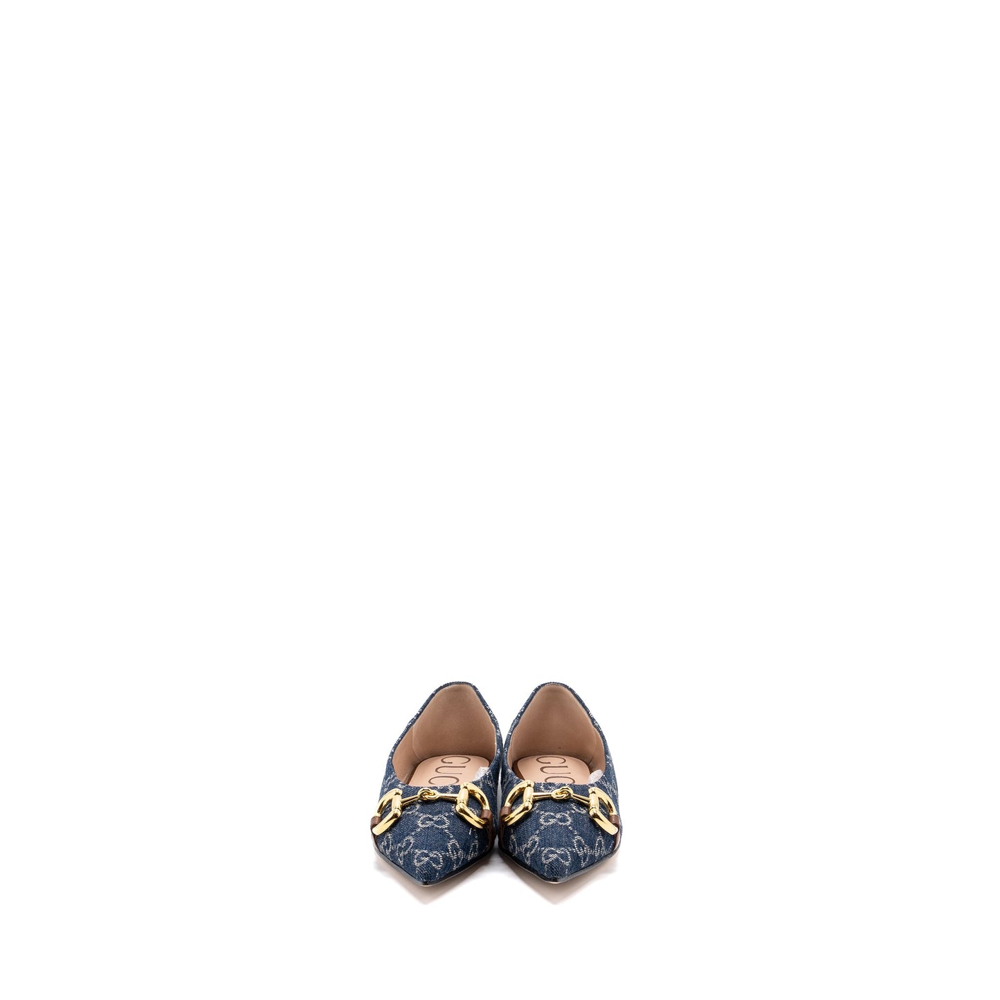 Gucci Size 37 Horsebit Ballerina Shoes Supreme Denim