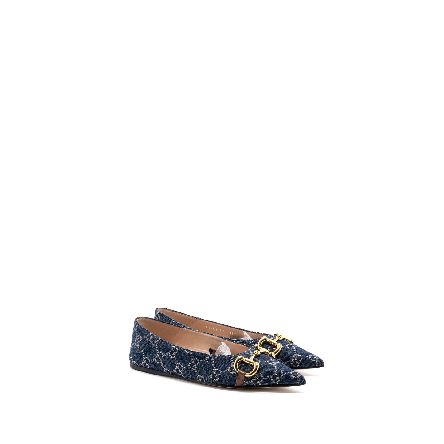 Gucci Size 37 Horsebit Ballerina Shoes Supreme Denim