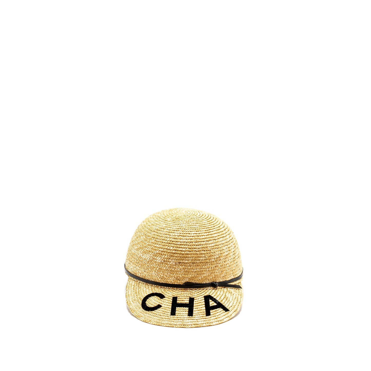 Chanel Size S 19S Letter Logo Straw Cap Brown/Black