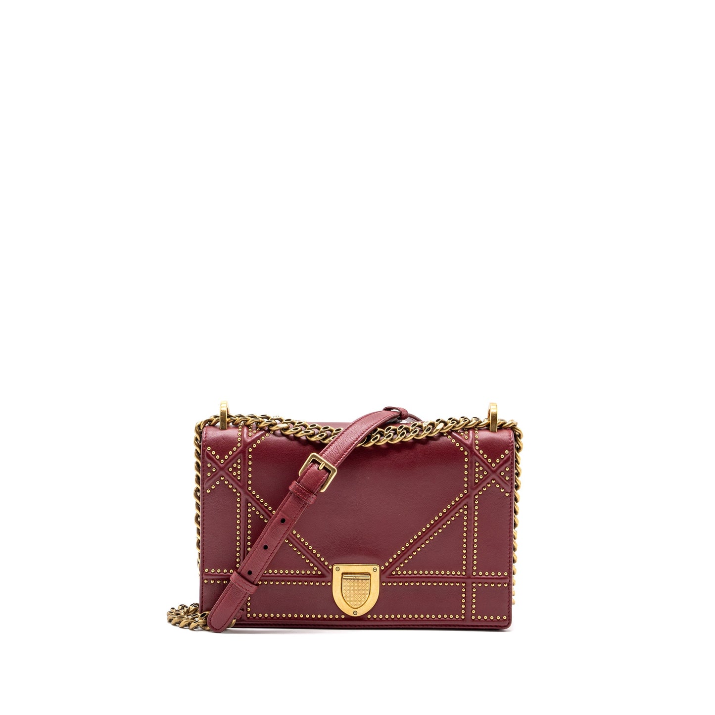 Dior medium diorama studded lambskin red