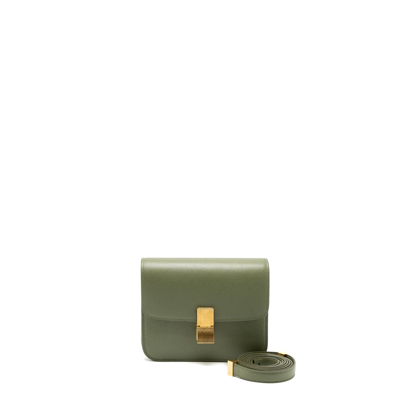 Celine Teen box Purse Calfskin Light Khaki