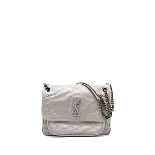 Saint Laurent Medium Niki Purse Calfskin Grey Ruthenium Hardware